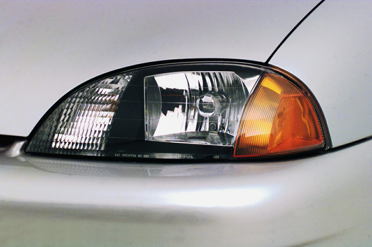 Headlight and amber turn signal assembly close-up