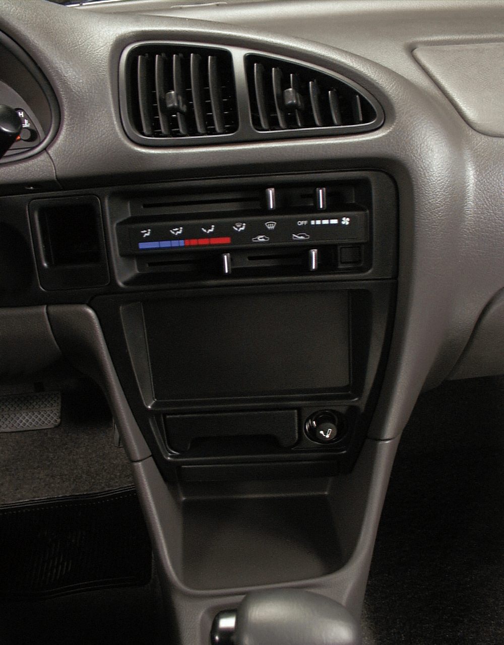 Air conditioning vents and HVAC control panel with sliders and symbols