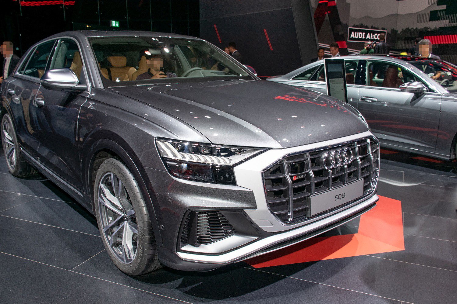 Front view with LED headlights and distinctive grille