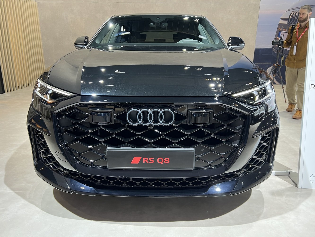 Front view with honeycomb grille and LED headlights
