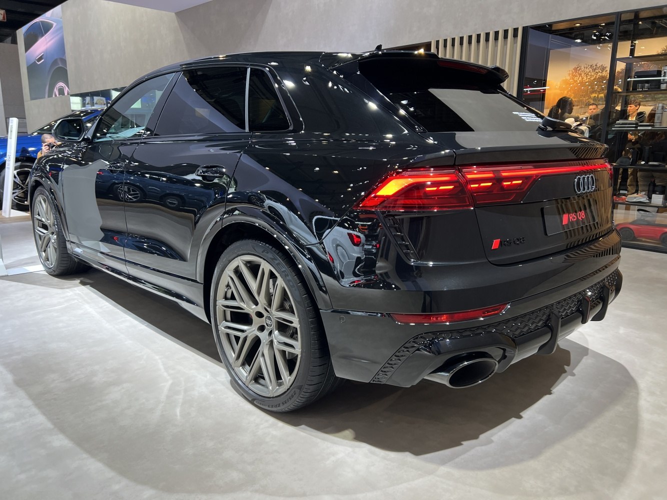 Rear view with LED taillights and dual exhausts