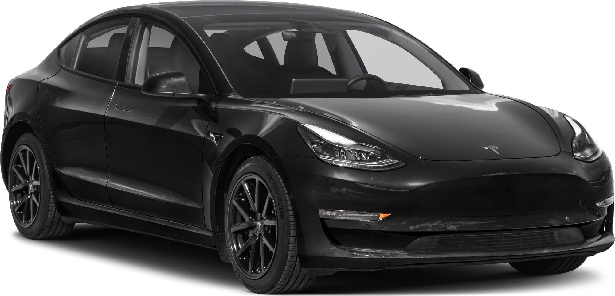 Black sedan with aerodynamic front and modern headlights.