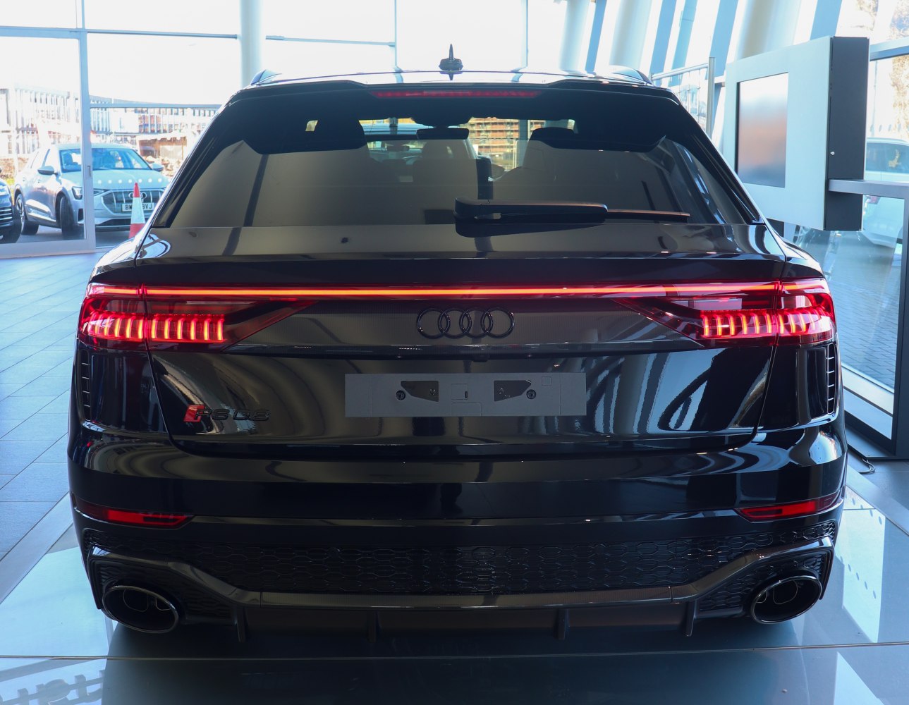 LED tail light bar and sporty rear dual exhaust setup