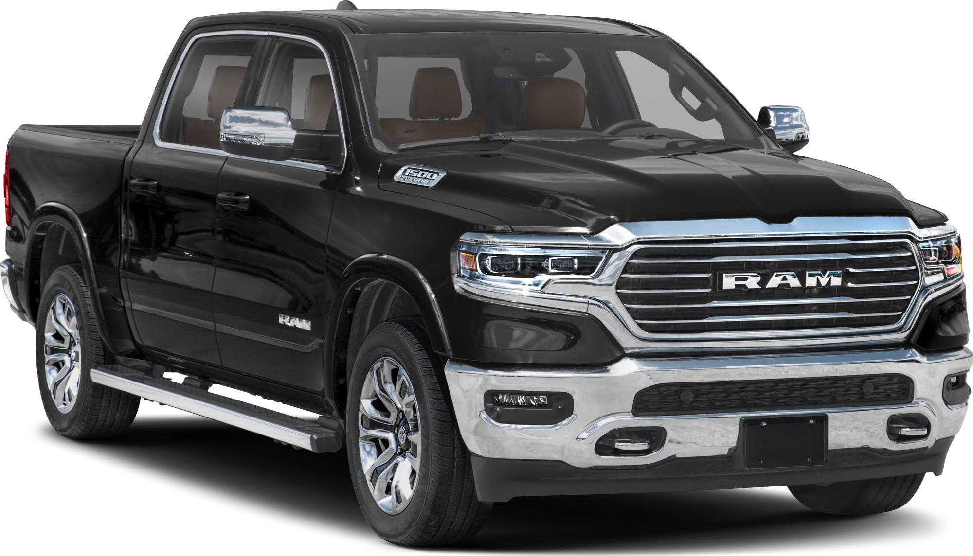 Chrome grille, dual LED headlights, running boards on black pickup
