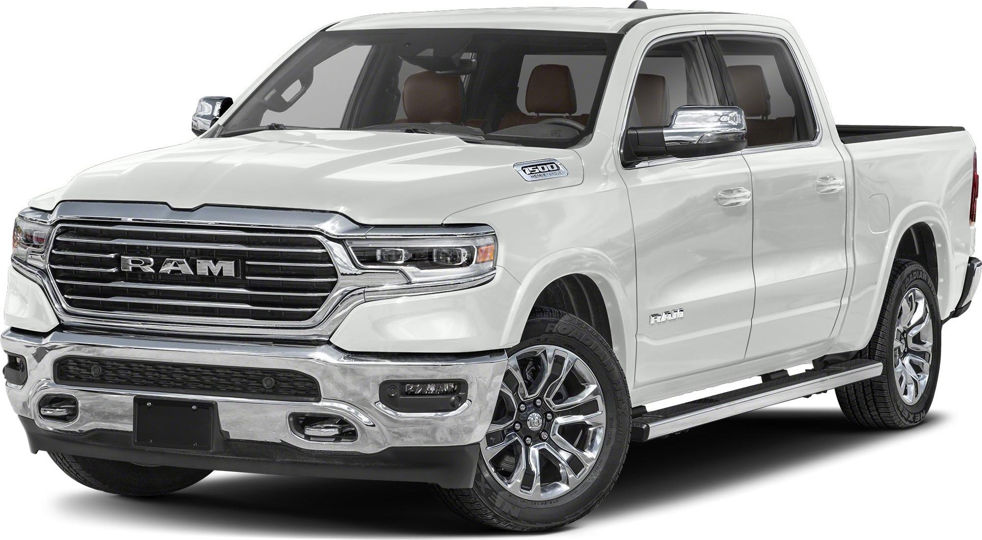 Chrome grille and alloy wheels on pickup truck front-side view