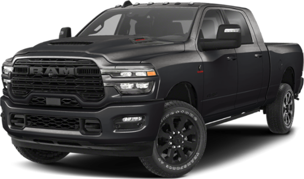 Black lifted full-size pickup with aggressive grille and modern headlights