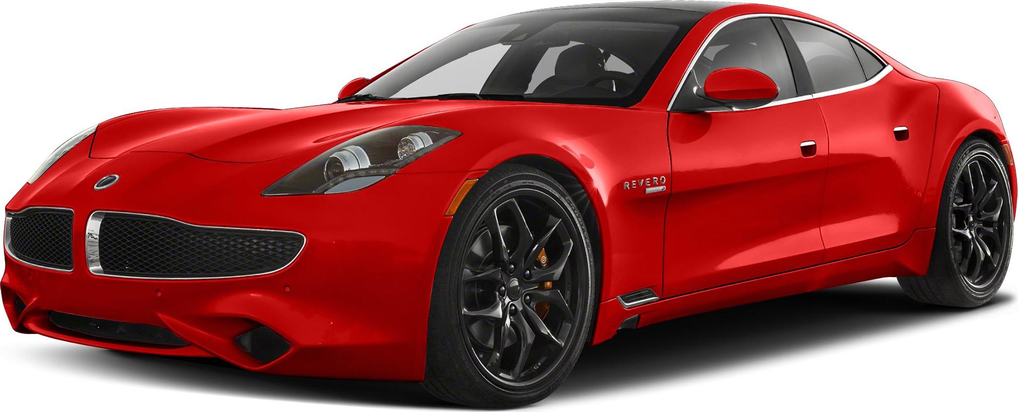 Front-side view of a sleek red sports sedan with black alloy wheels.