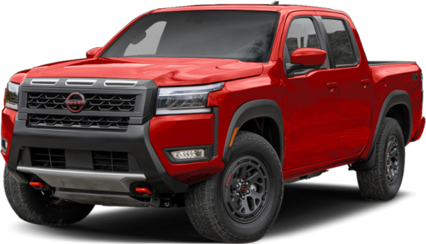 Bold front grille and robust off-road tires on a crew cab pickup.