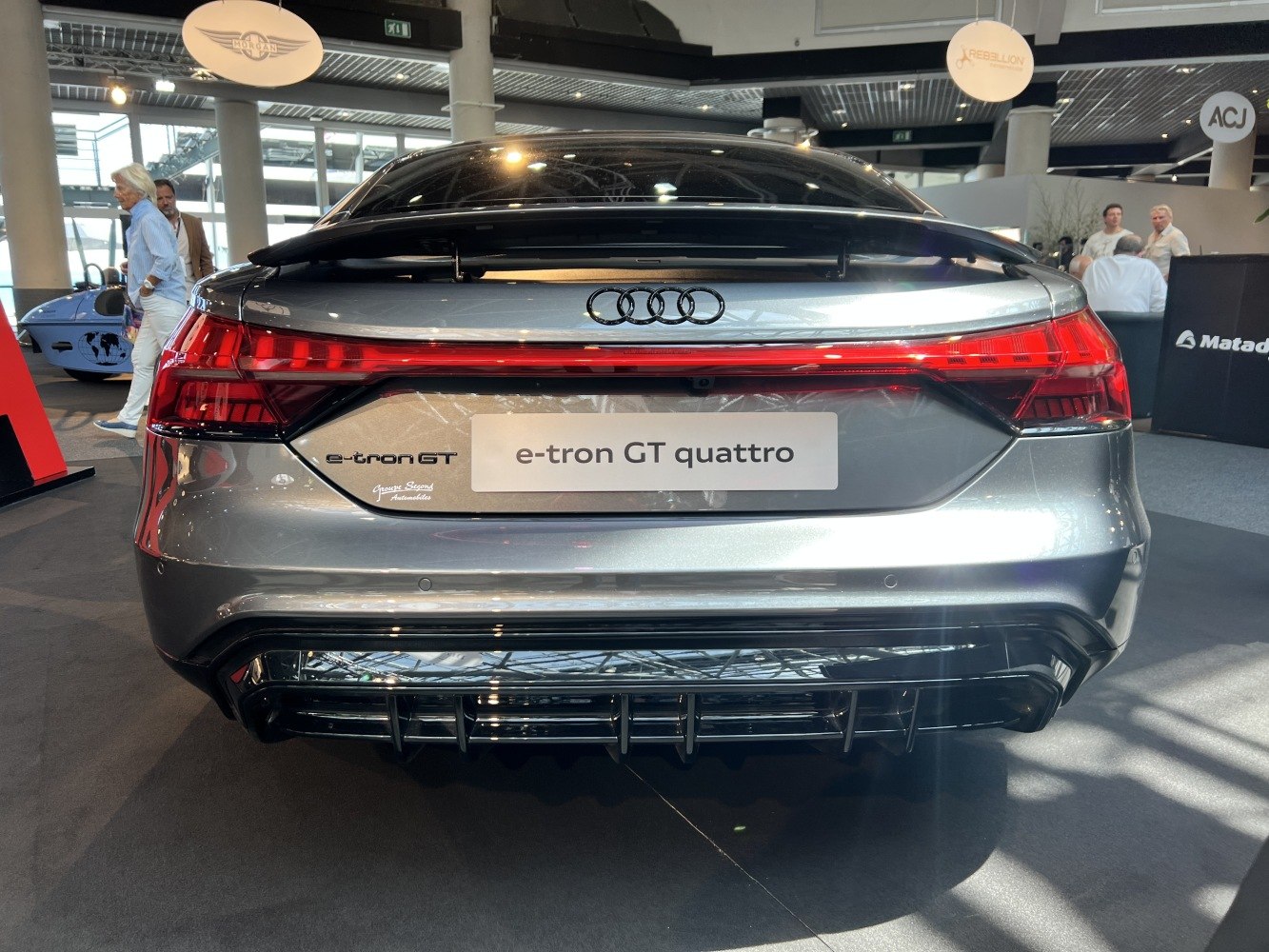 Rear view of rear LED taillights and sporty diffuser