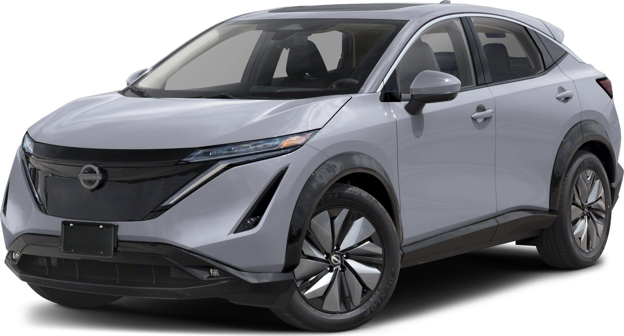 Front-right angle of an electric SUV with sleek aerodynamic design and modern headlights.