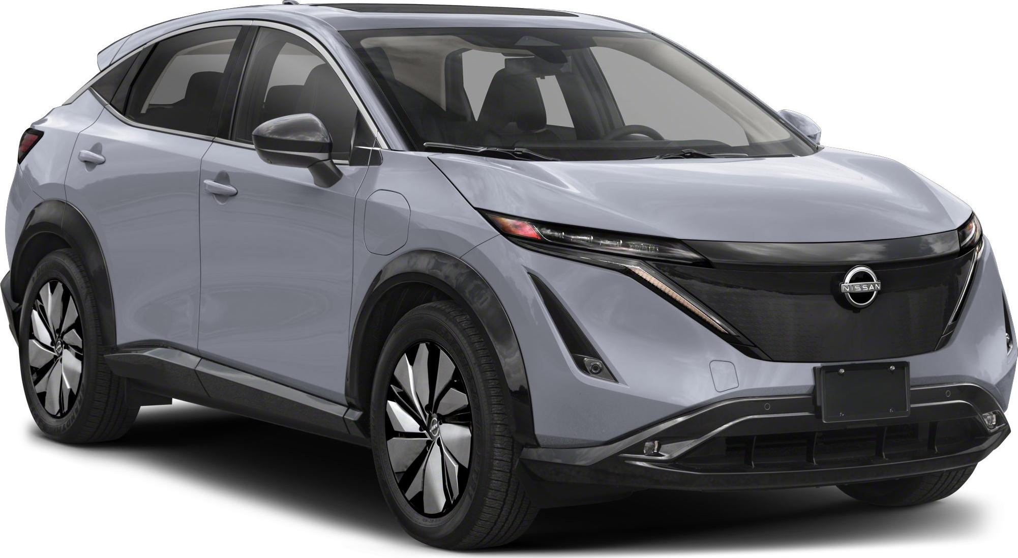 Sleek front and side view with sharp LED headlights and aerodynamic body.
