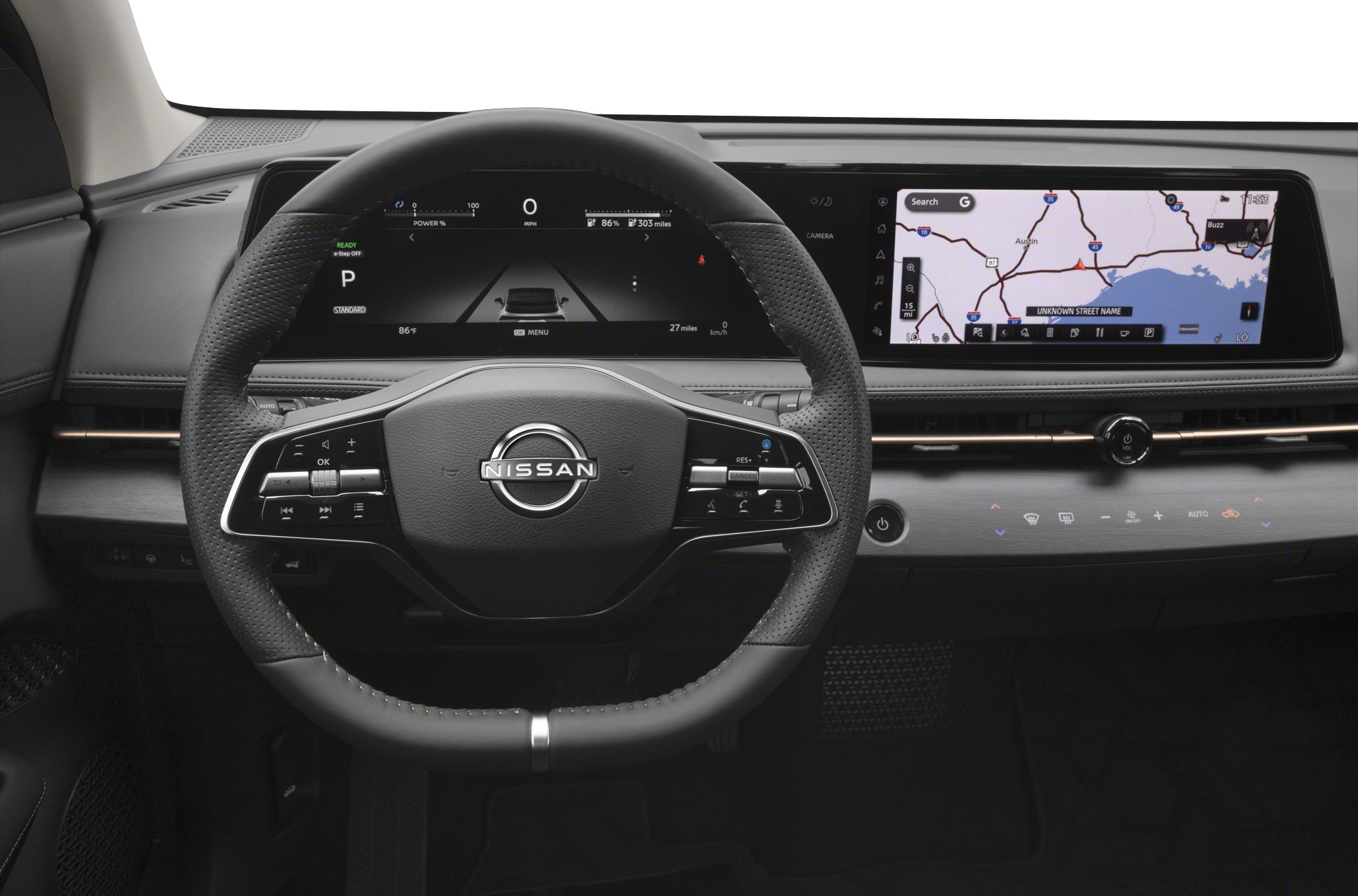Digital instrument cluster and widescreen infotainment display with navigation