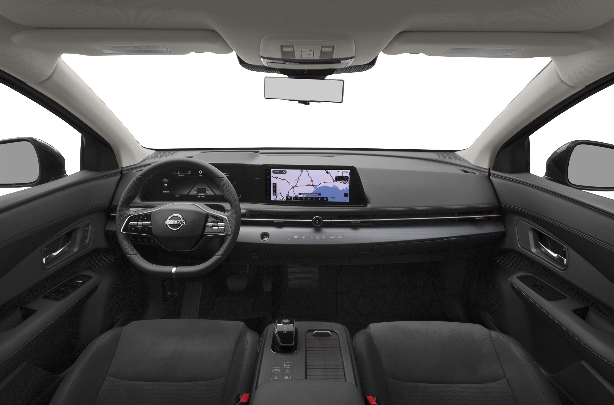Digital dashboard and touchscreen navigation in sleek minimalist interior