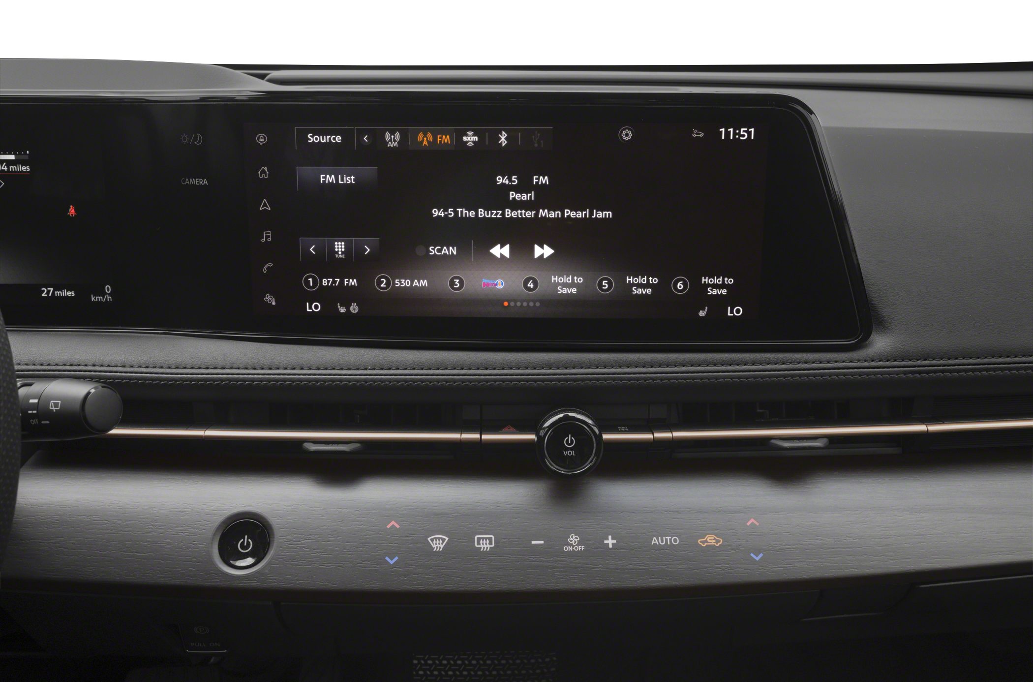 Large touchscreen infotainment and sleek climate control panel