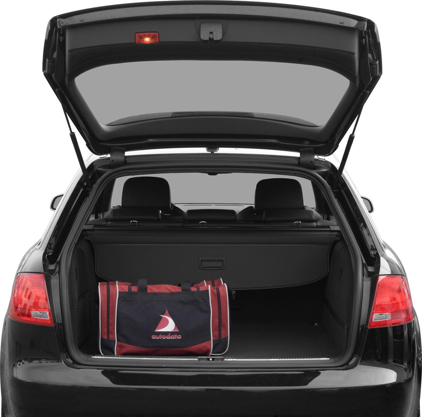 Open trunk with rear seats and a single sports bag inside