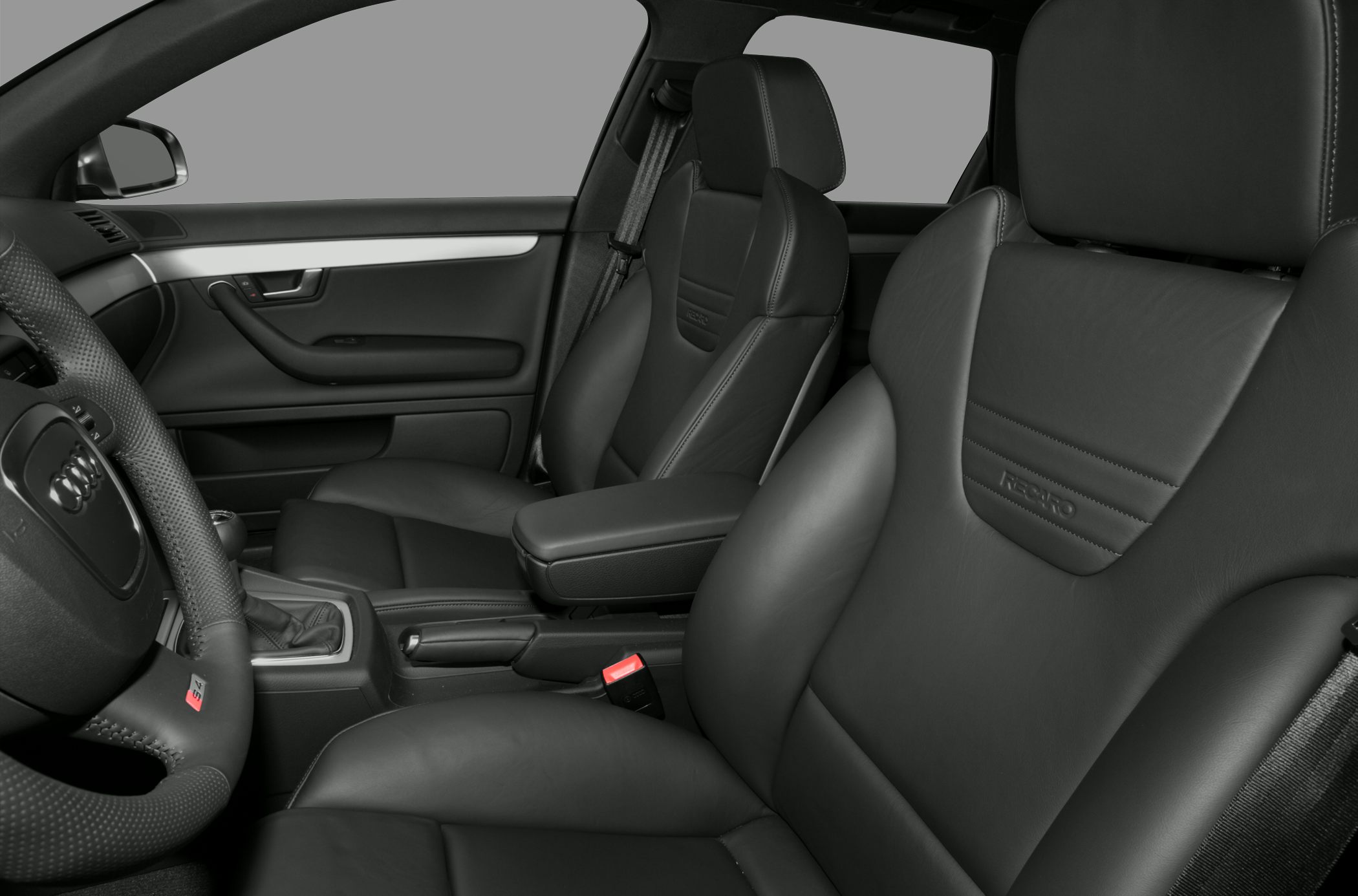 Recaro leather sports seats and perforated steering wheel interior
