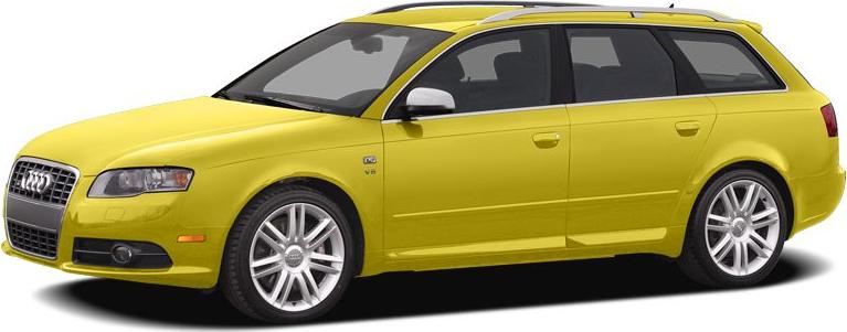 Yellow sporty wagon with V8 engine badge