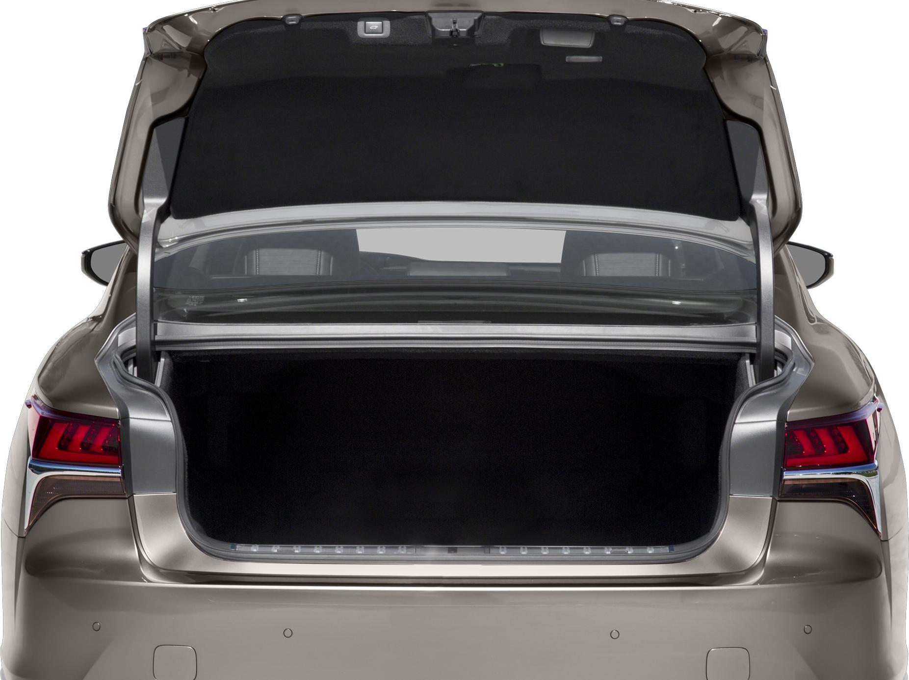 Open trunk with large cargo space and modern rear taillights.