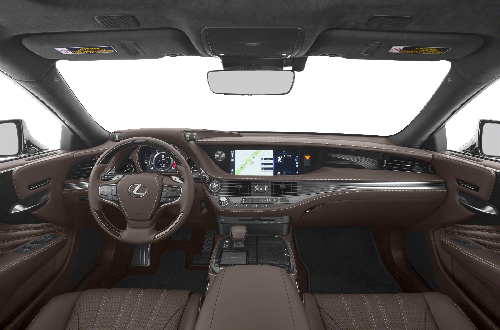 Luxury dashboard and premium steering wheel with infotainment system