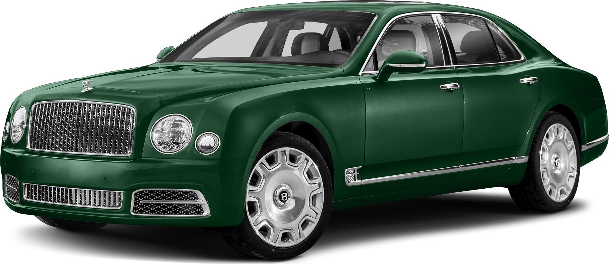 Luxury green sedan with prominent grille and elegant wheels