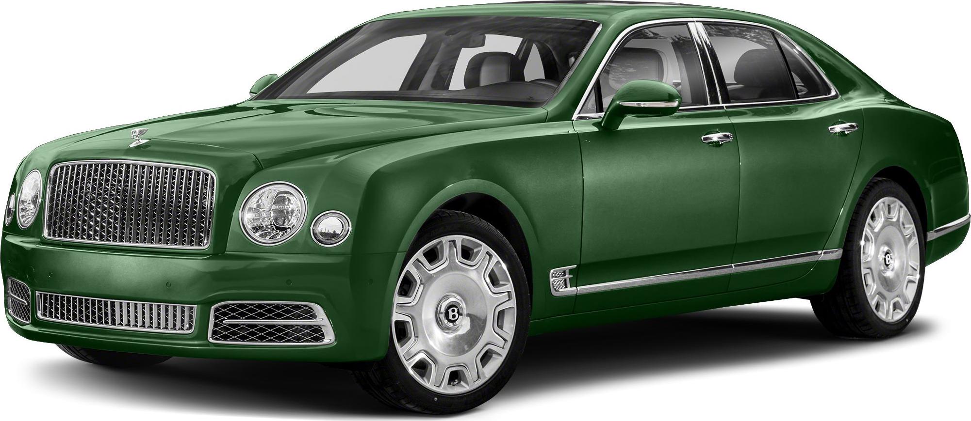 Luxury green sedan with chrome grille and round headlights