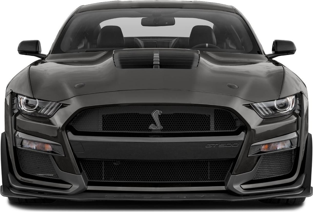 Aggressive front grille, headlights, and hood vent
