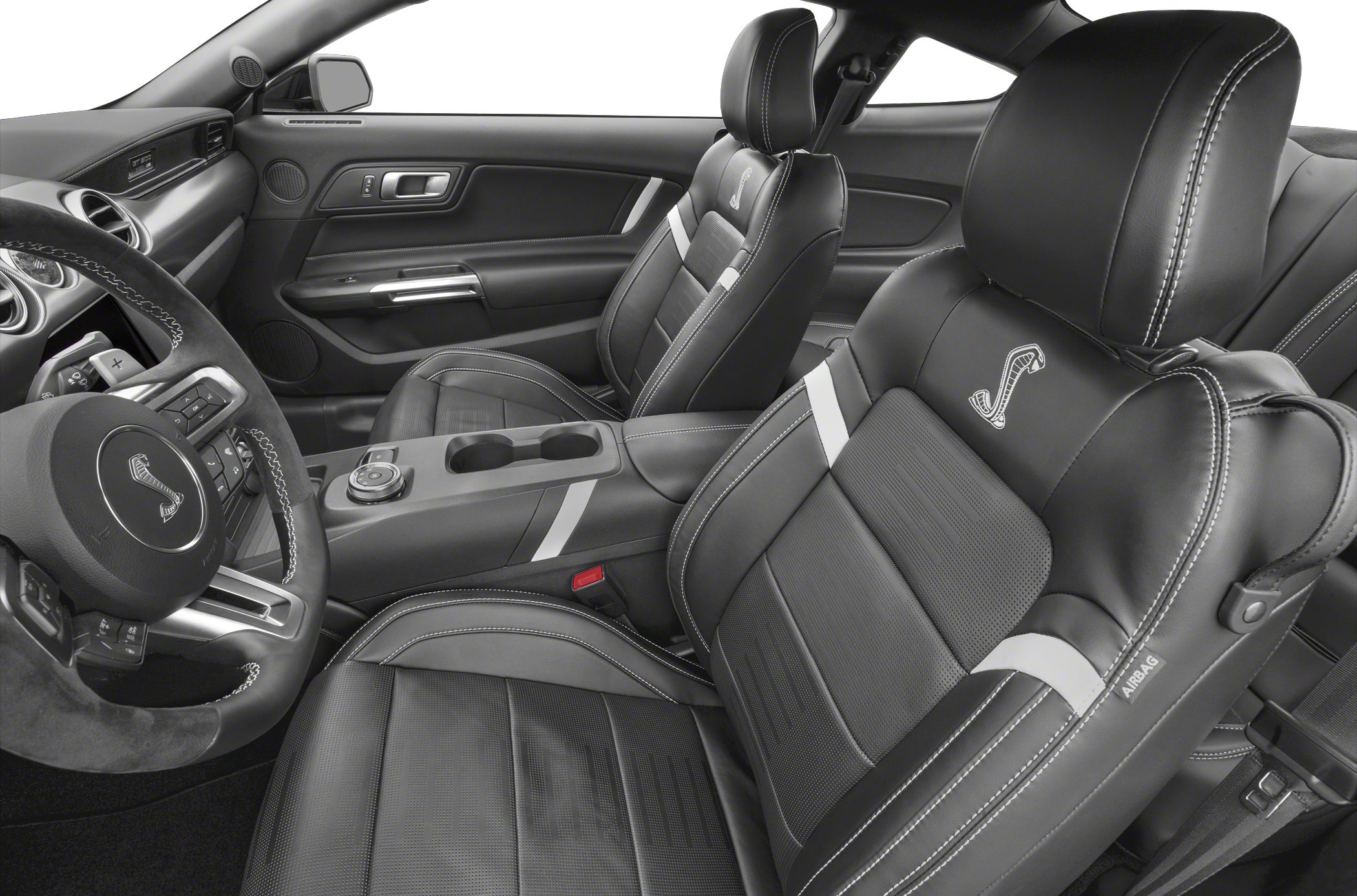 Premium leather seats with Shelby logo and detailed stitching