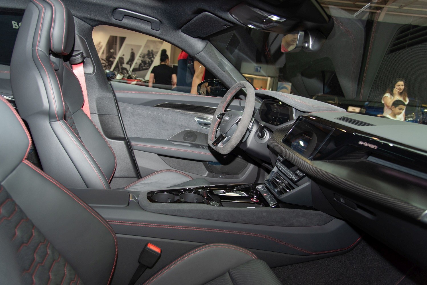 Luxury interior with carbon fiber trim and Alcantara upholstery