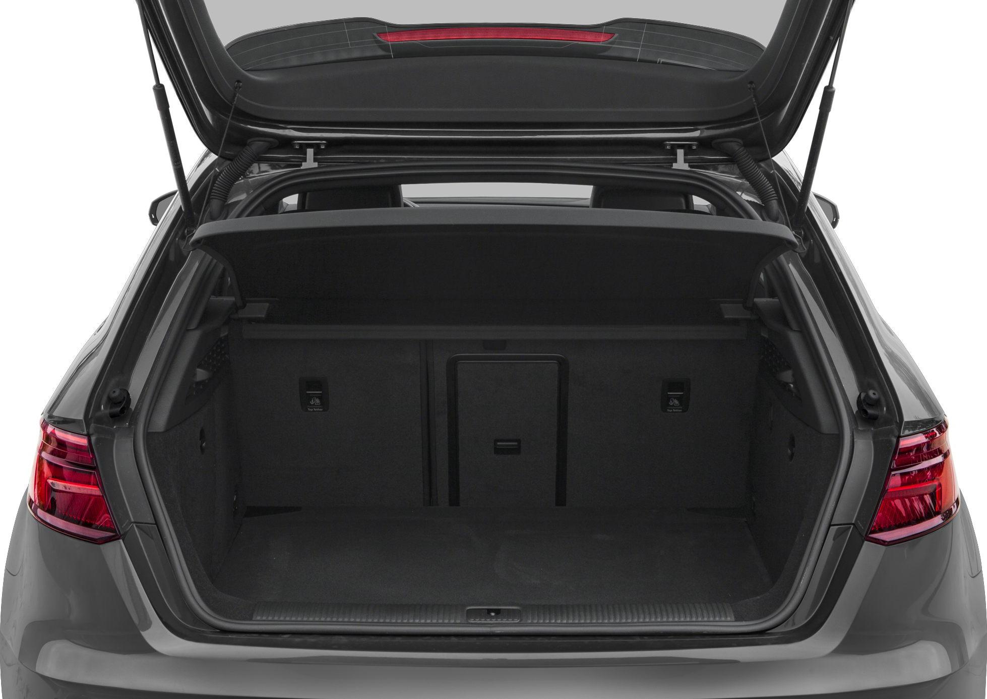 Spacious open trunk interior of a hatchback car
