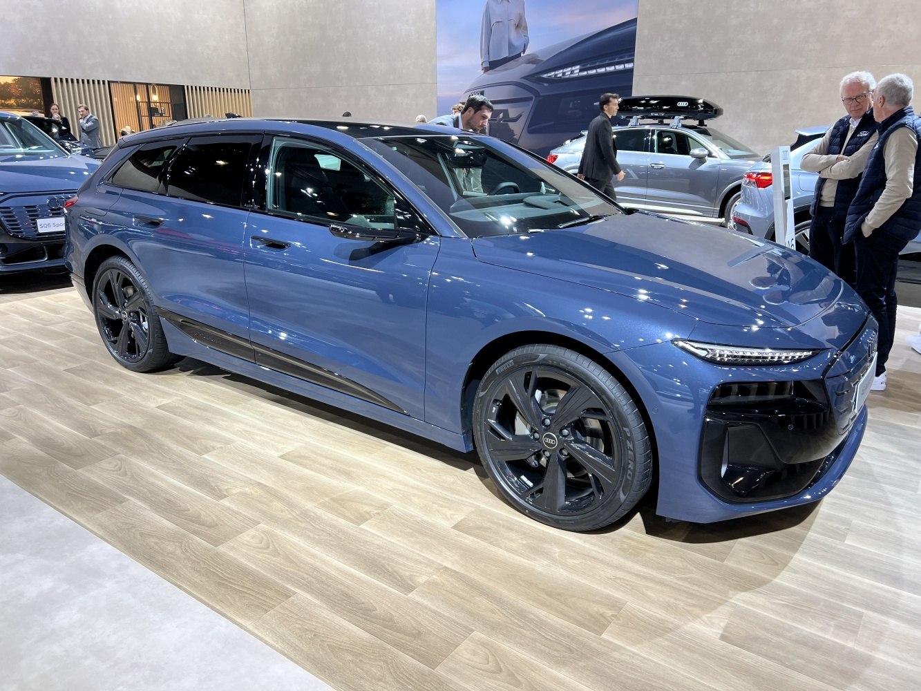 Sleek electric station wagon with aerodynamic body and LED headlights