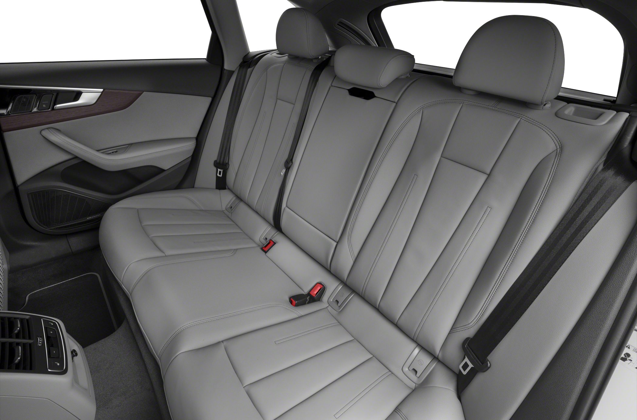 Rear leather seats with headrests and detailed stitching