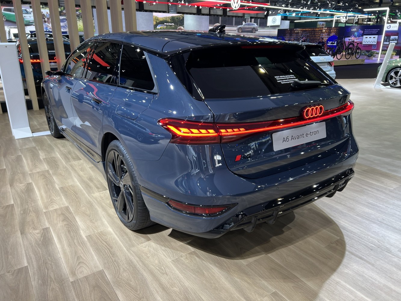Rear view with LED light bar and sporty electric wagon design