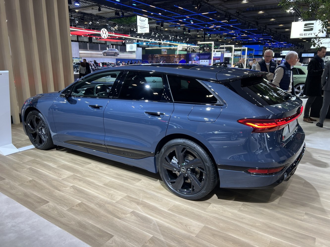 Sleek electric wagon rear with black rims and LED tail lights