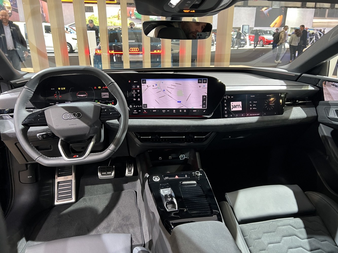 Digital cockpit and touchscreen infotainment system in car interior