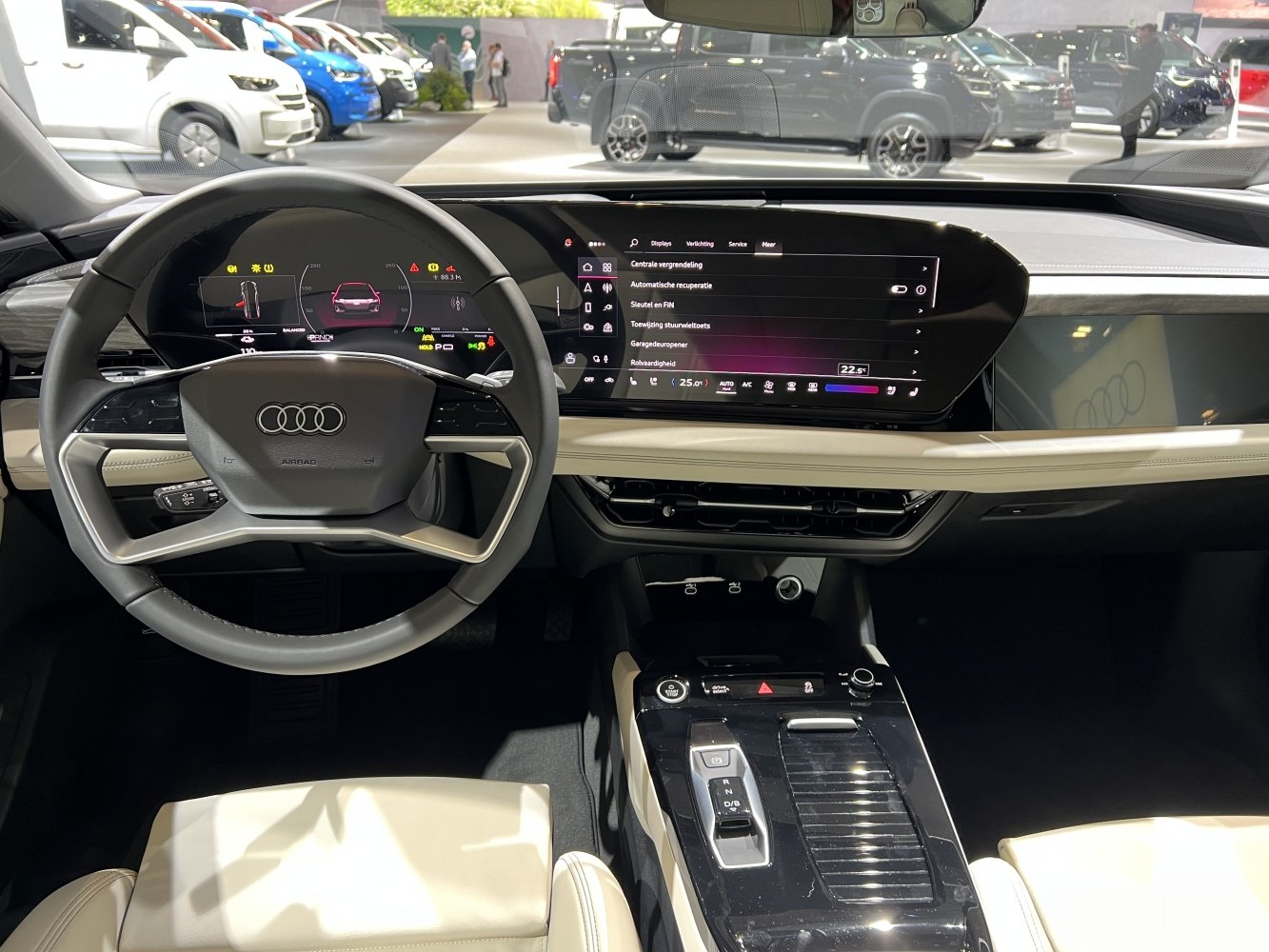 Digital dashboard and modern steering wheel with touchscreen controls