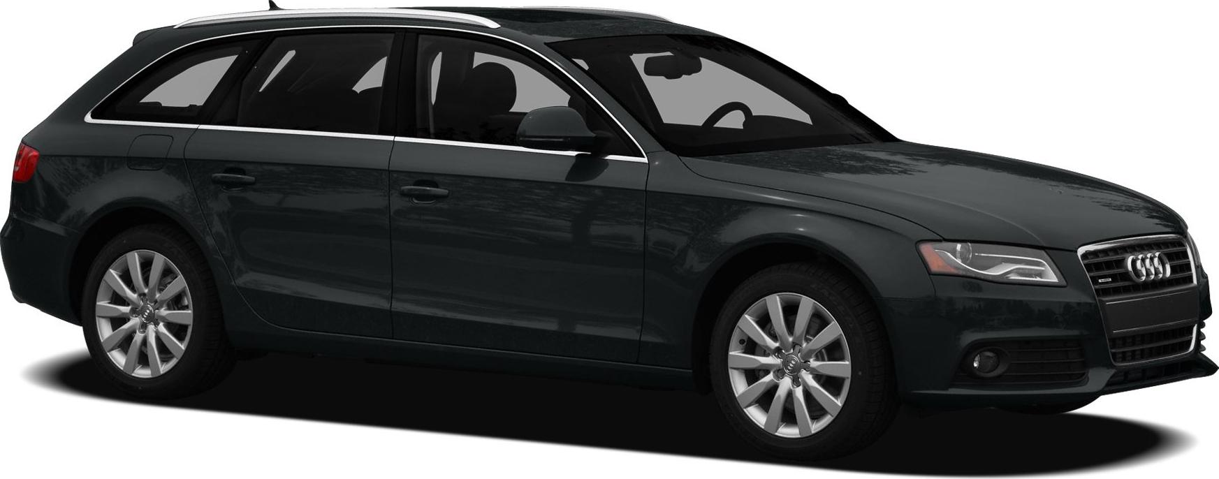 Side and front profile of a sleek black station wagon with alloy wheels and roof rails