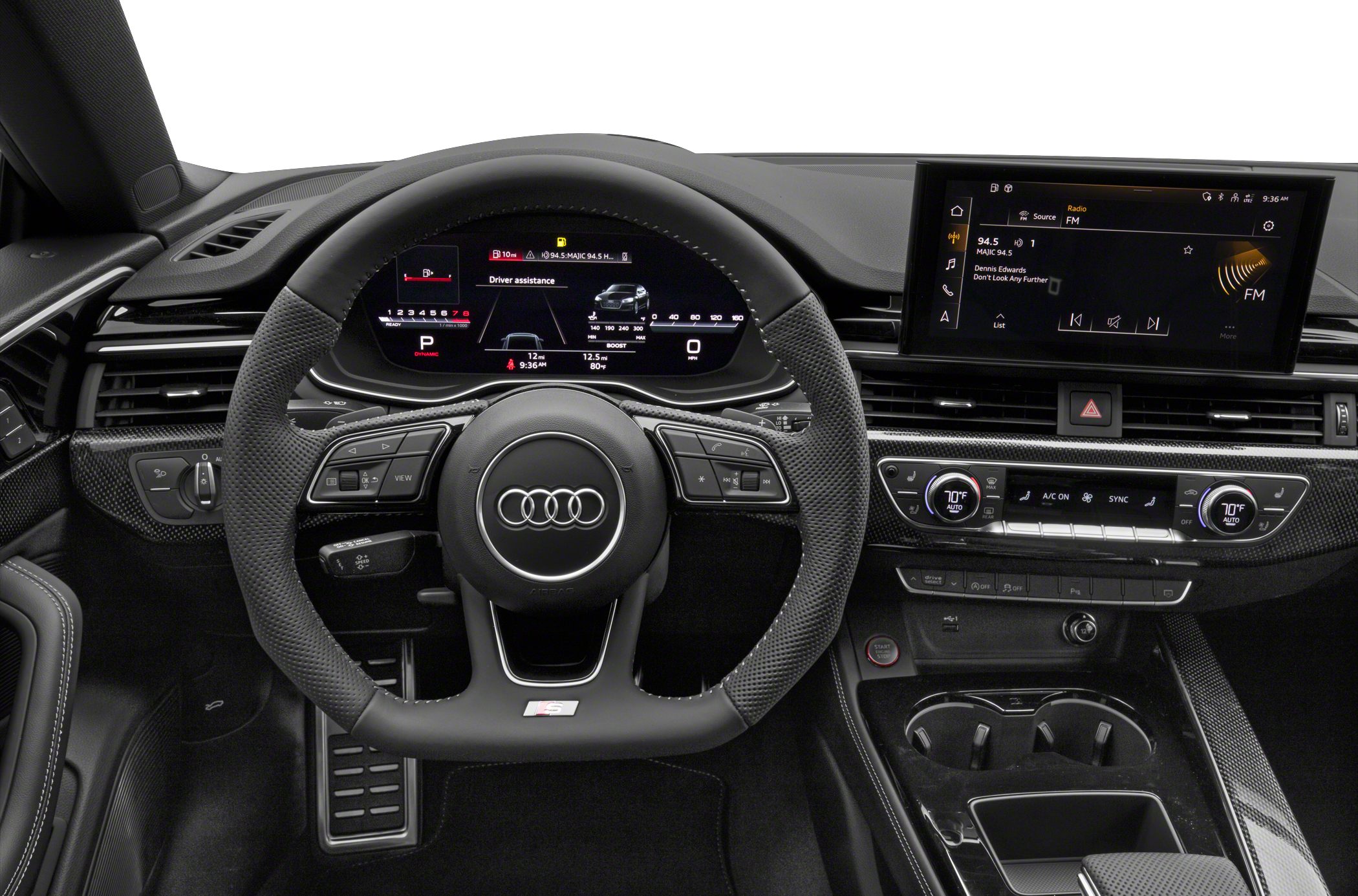 Digital instrument cluster and infotainment system with climate controls