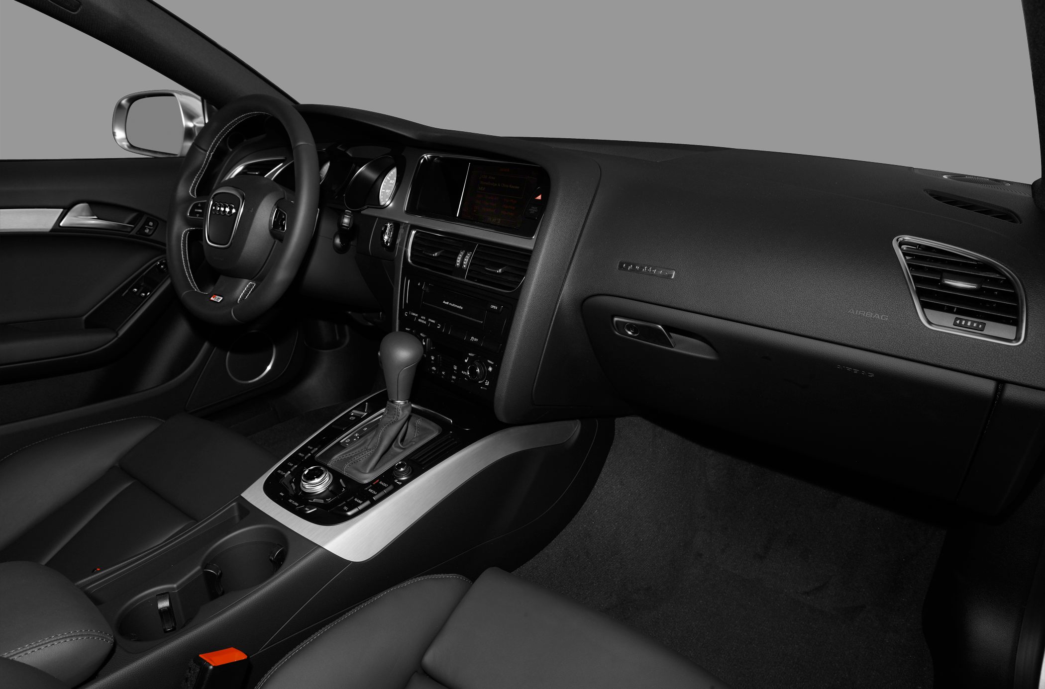 Interior dashboard and center console with automatic gear shifter