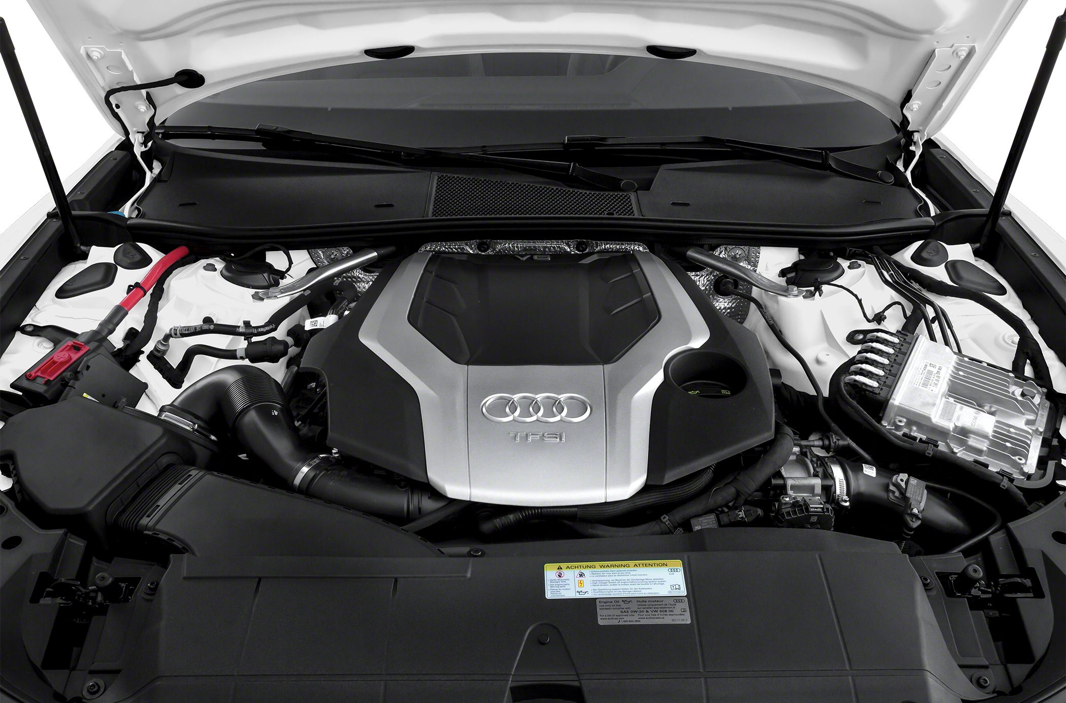 TFSI engine bay with prominent Audi engine cover