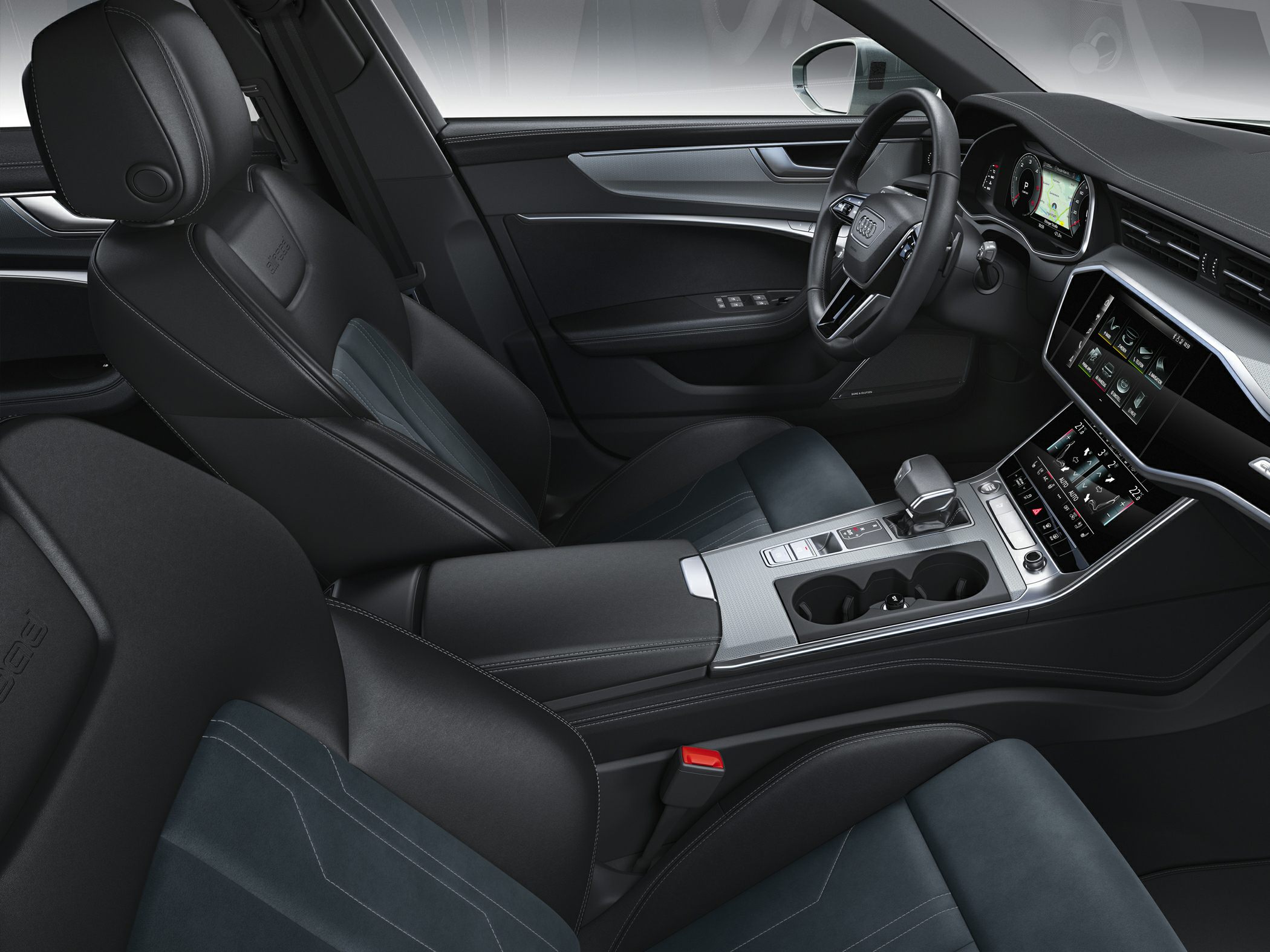 Digital cockpit with touchscreen controls and premium front seats