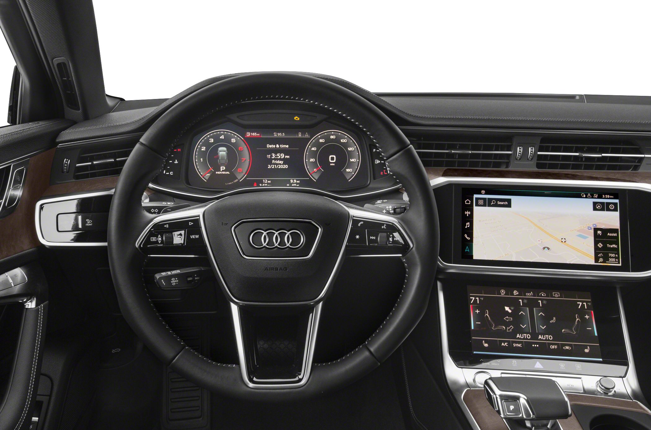 Digital instrument cluster and dual touchscreen infotainment system