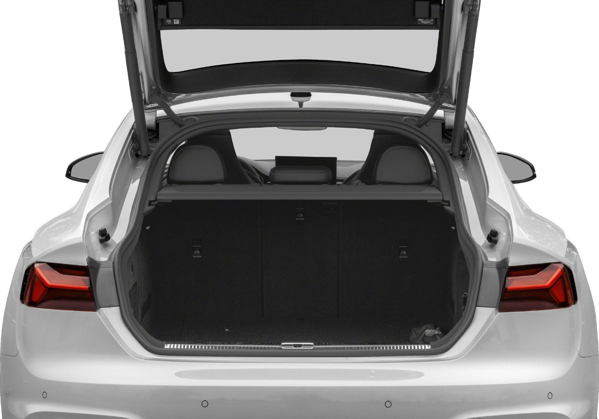 Open trunk rear view showing cargo space and rear seat backs