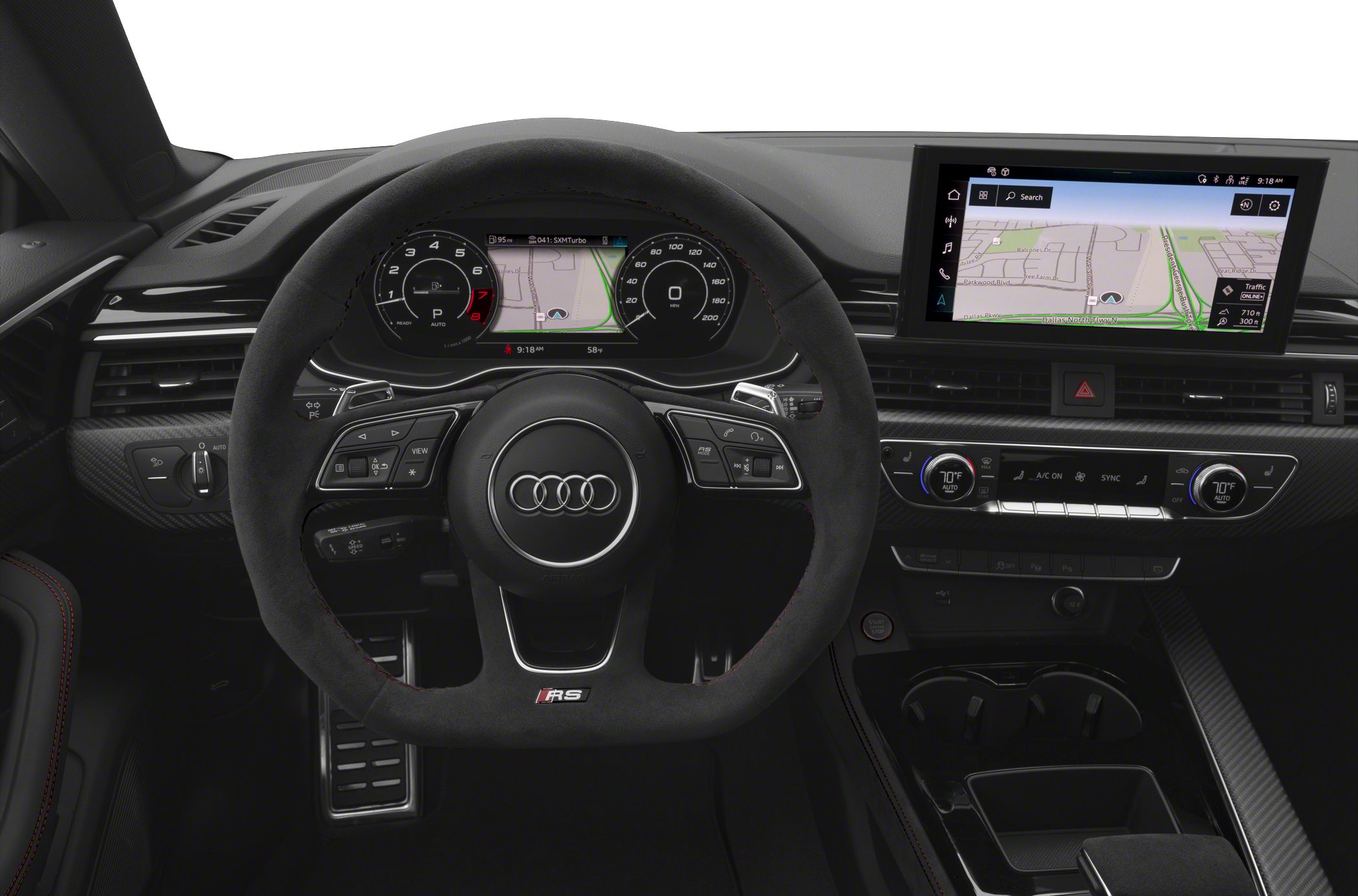 Digital dashboard and infotainment system with RS steering wheel