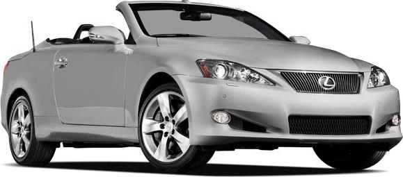 Front-side view with headlights, grille, alloy wheels of silver convertible