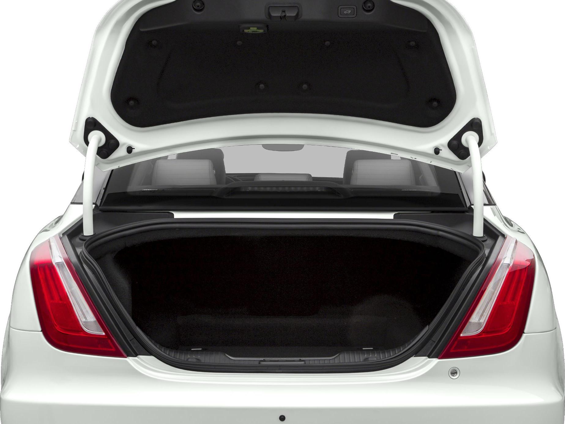 Open trunk and rear tail lights of luxury sedan.