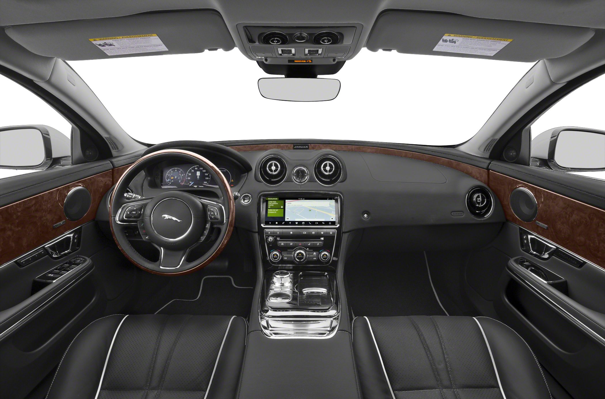 Luxury leather interior with wood trim and modern dashboard design