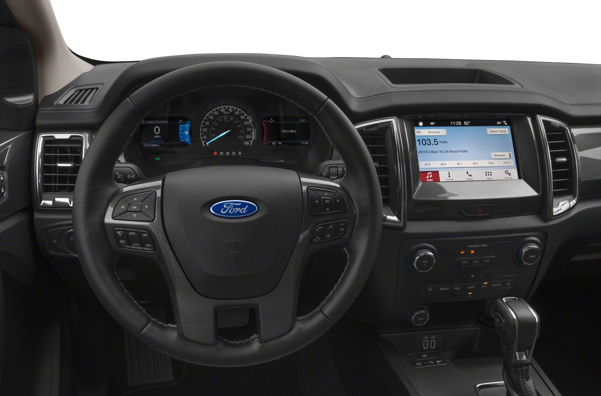 Steering wheel with controls and touchscreen infotainment display