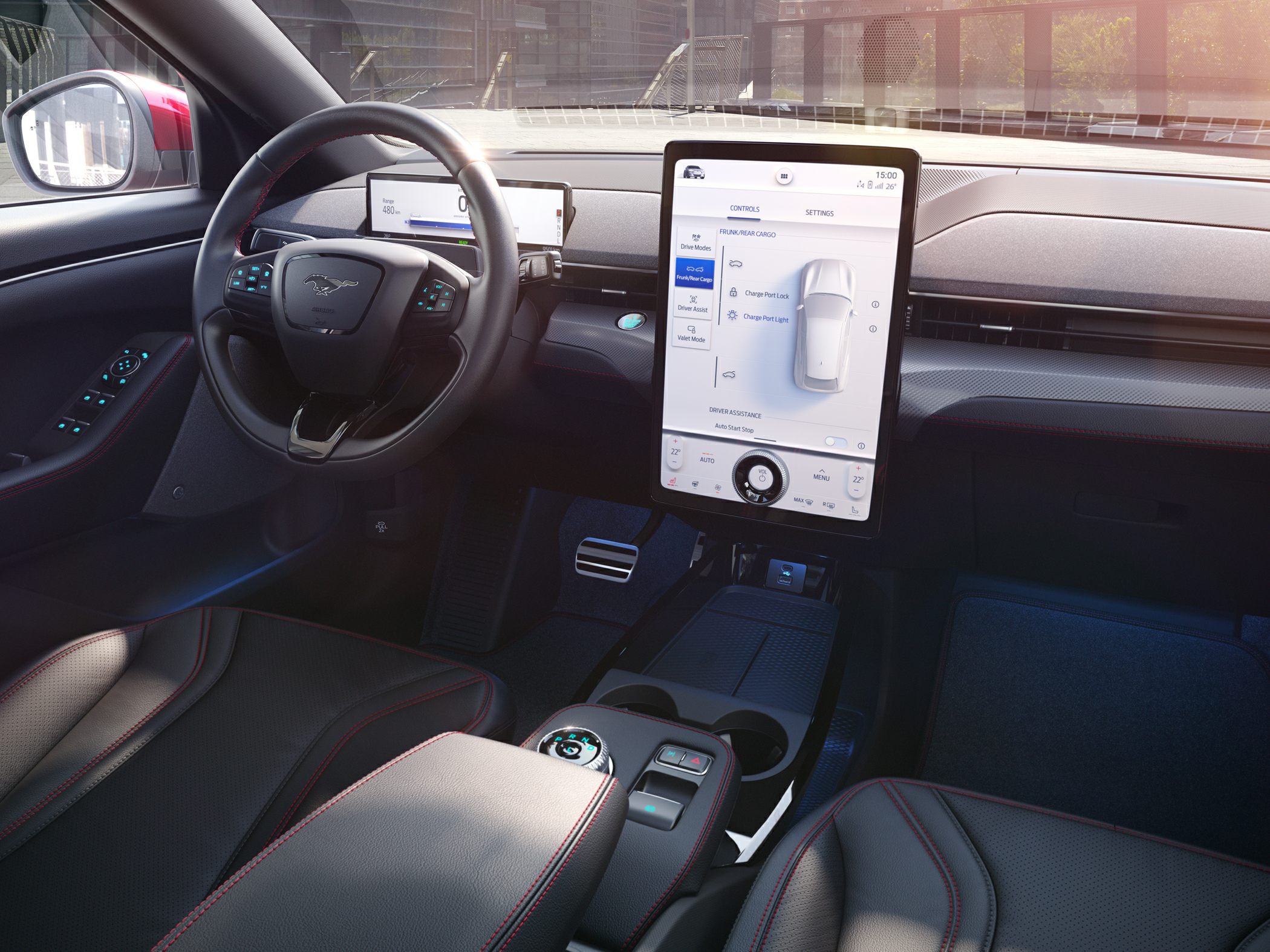 Digital dashboard and large central touchscreen with driver controls