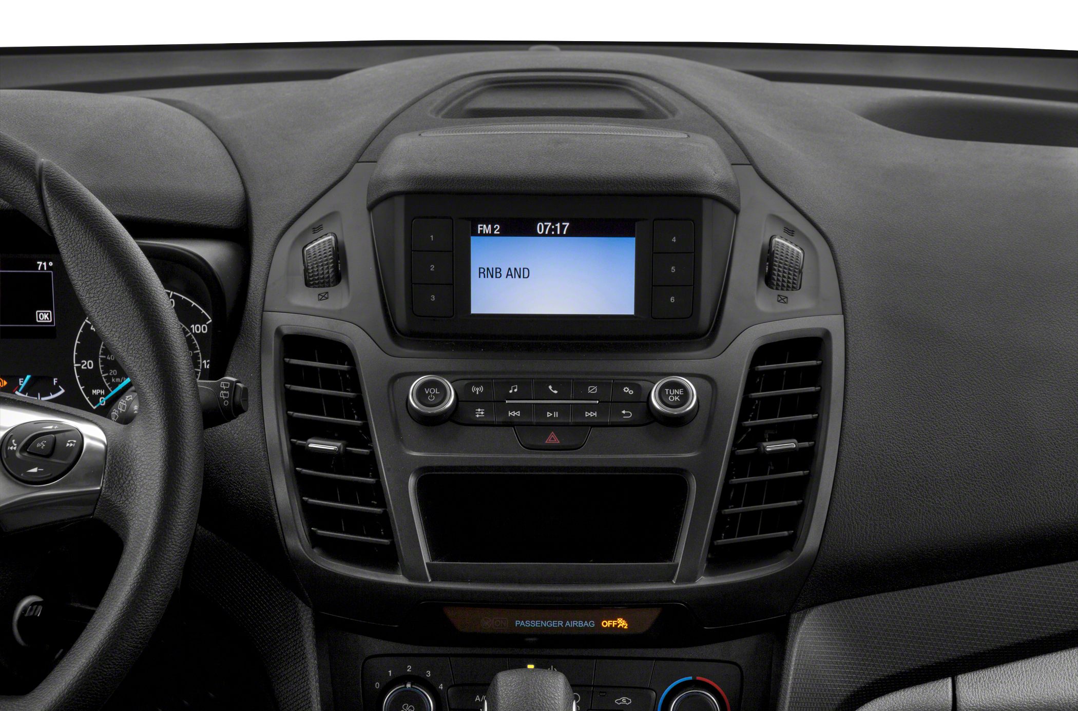 Dashboard and center console with infotainment and controls