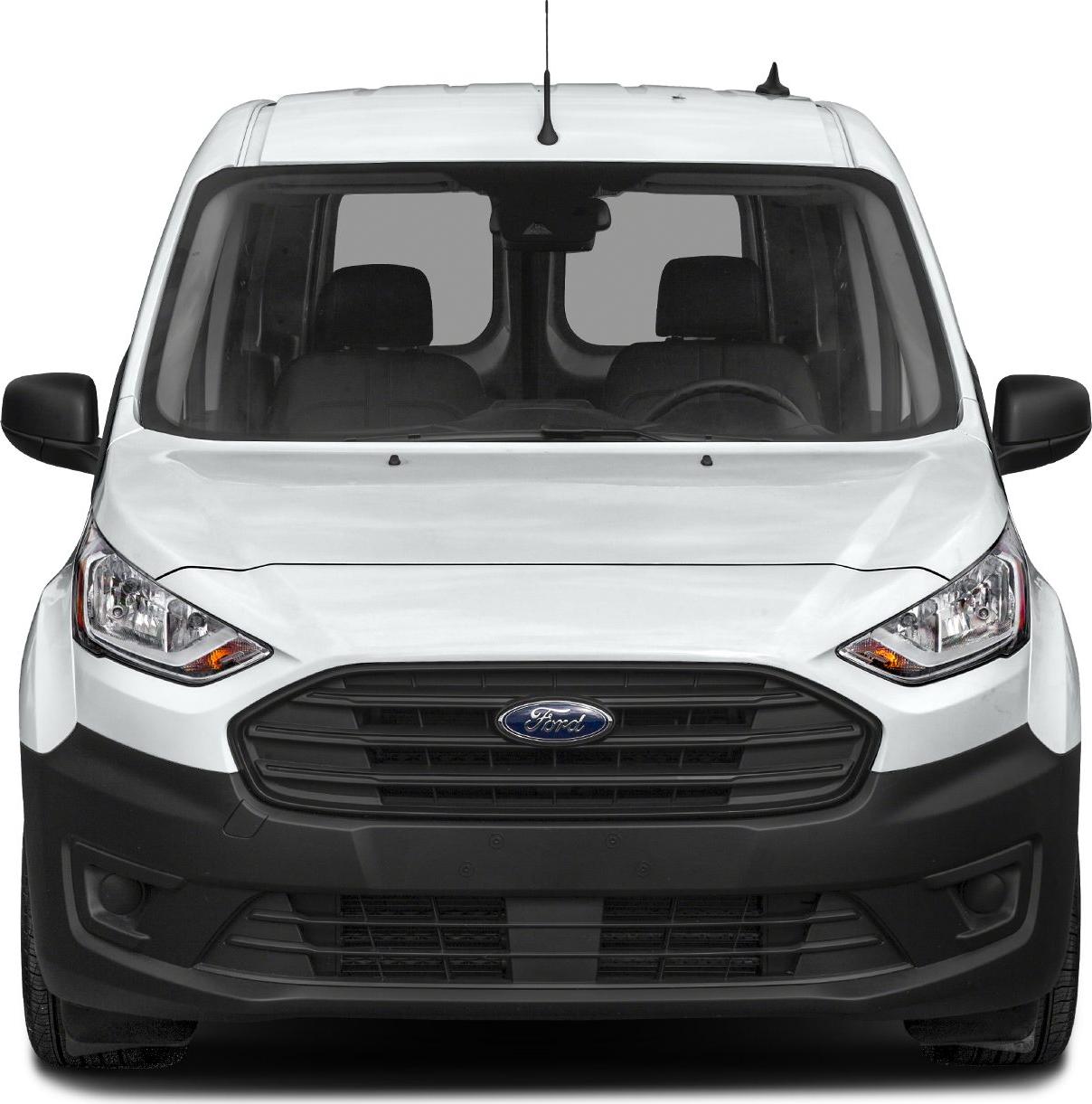 Front view of a utility van with distinct grille and angular headlights